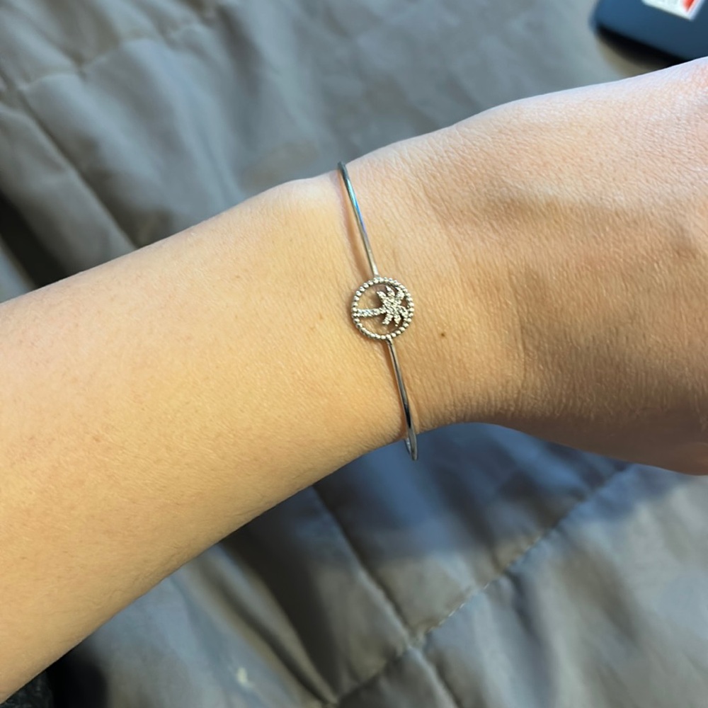 Palm Tree Open Bangle Bracelet